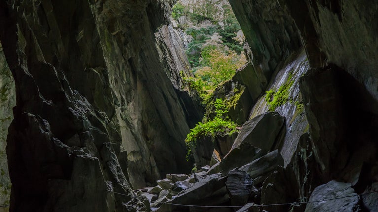 Inside Cathedral Quarry at Little Langdale